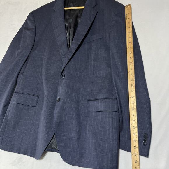 Peter Millar Suit Jacket Blazer Mens 46T Blue Plaid Two Button Double Vent - Picture 11 of 16